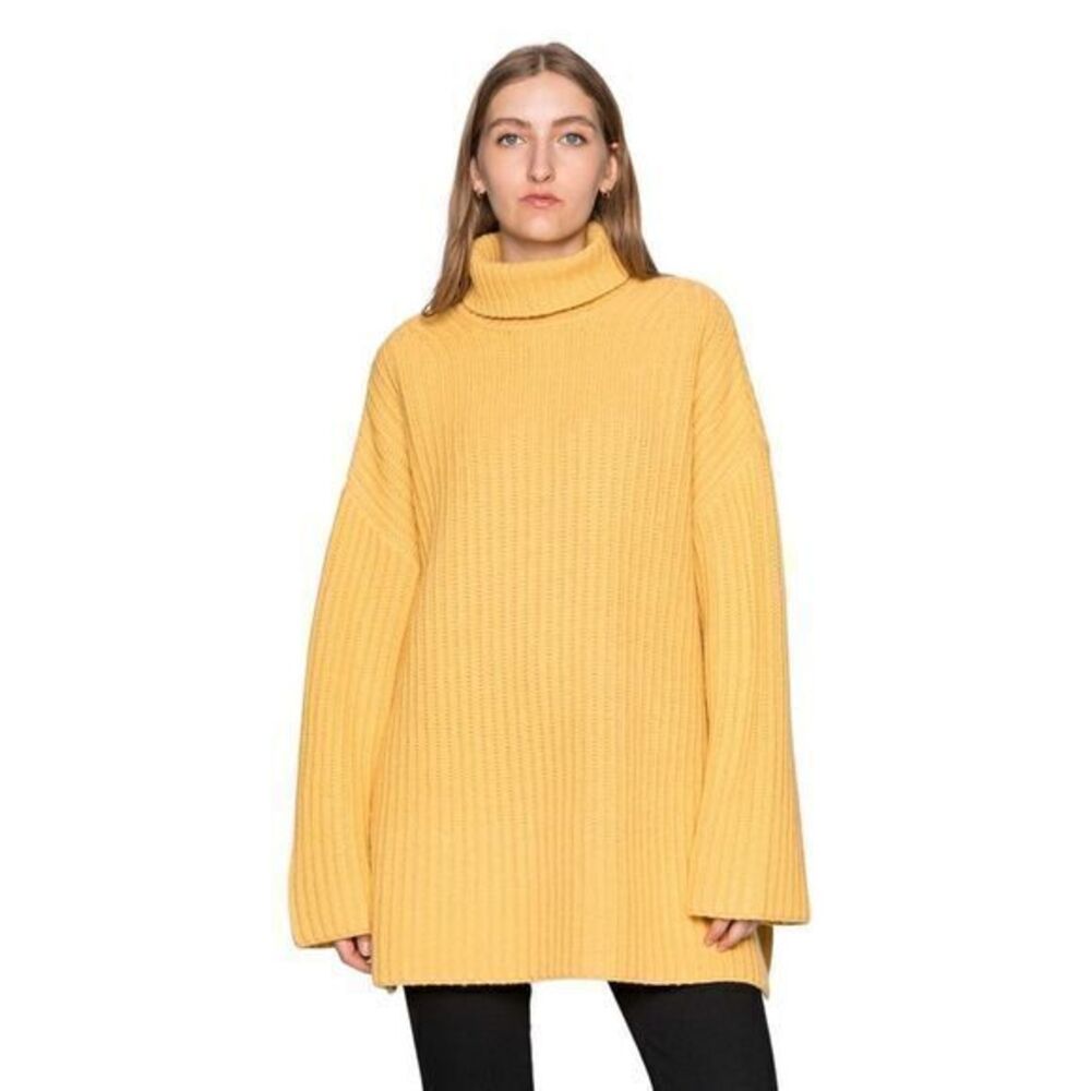 Samsoe Samsoe Keila Turtleneck Chunky Wool Blend Pullover Sweater in Ochre